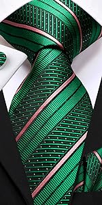 pink green stripes ties sets