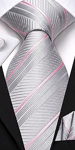 grey and pink stripes neckties