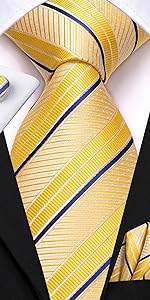 lemon yellow striped ties set