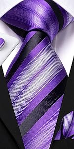 purple and black stripes ties sets