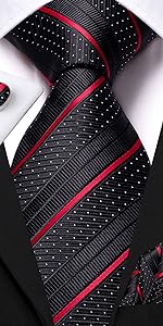 black and red stripes neckties set 