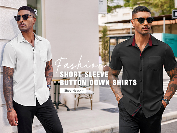 mens short sleeve button down shirt