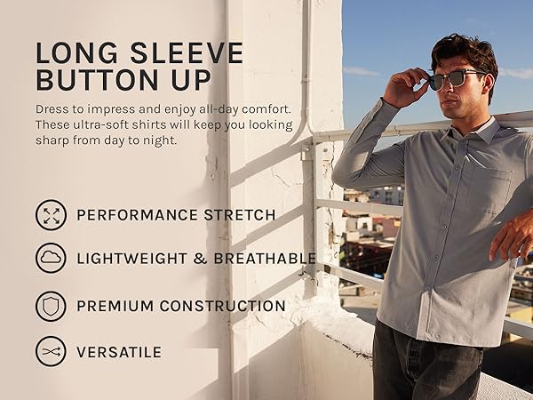 long sleeve button up shirts for men