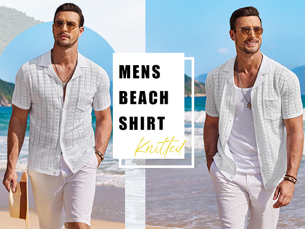 Mens Beach Knitted Short Sleeves Shirts