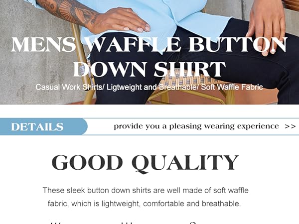 waffle button down shirts for men