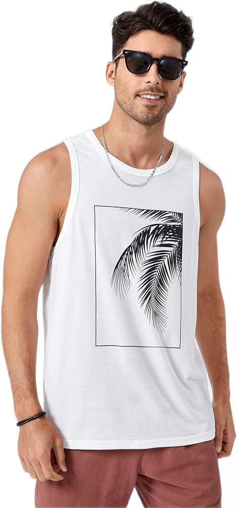 Casual T-Shirts for Men Men Tropical Print Tank