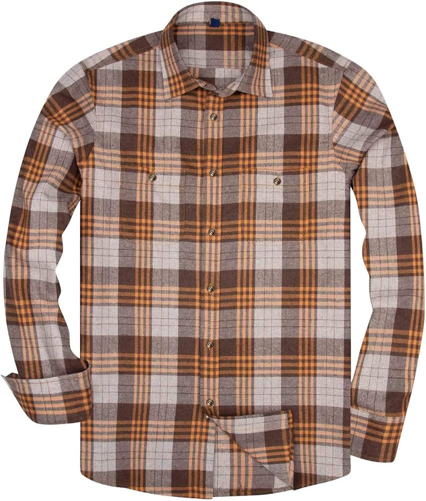 Alimens & Gentle Men's Plaid Button Down Shirt Long Sleeve Casual Flannel Shirts