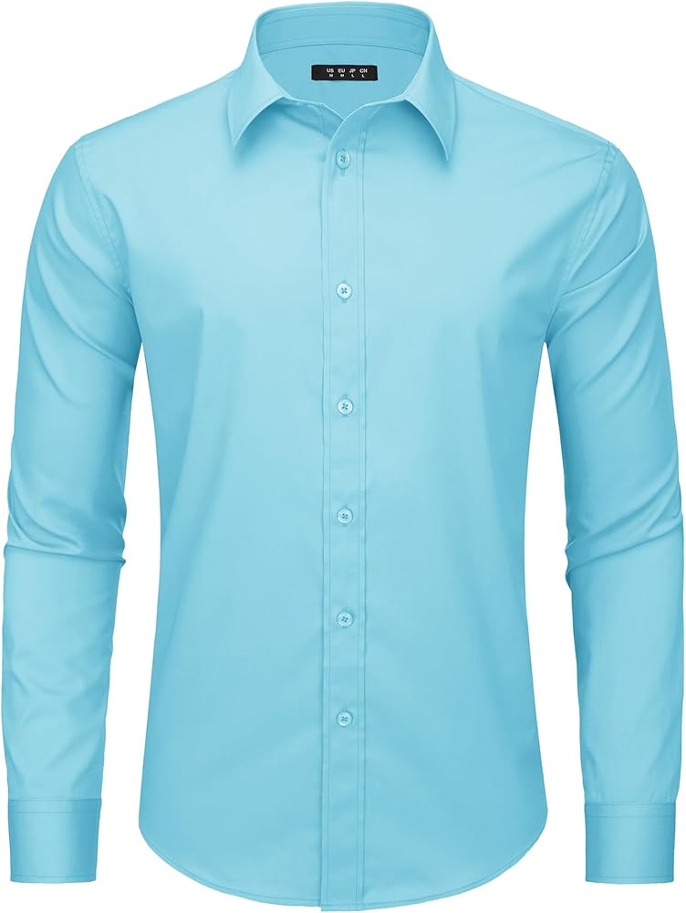 MAGCOMSEN Men's Long Sleeve Dress Shirt Button Up Collared Shirts Regular Fit Wrinkle-Free Work Shirts