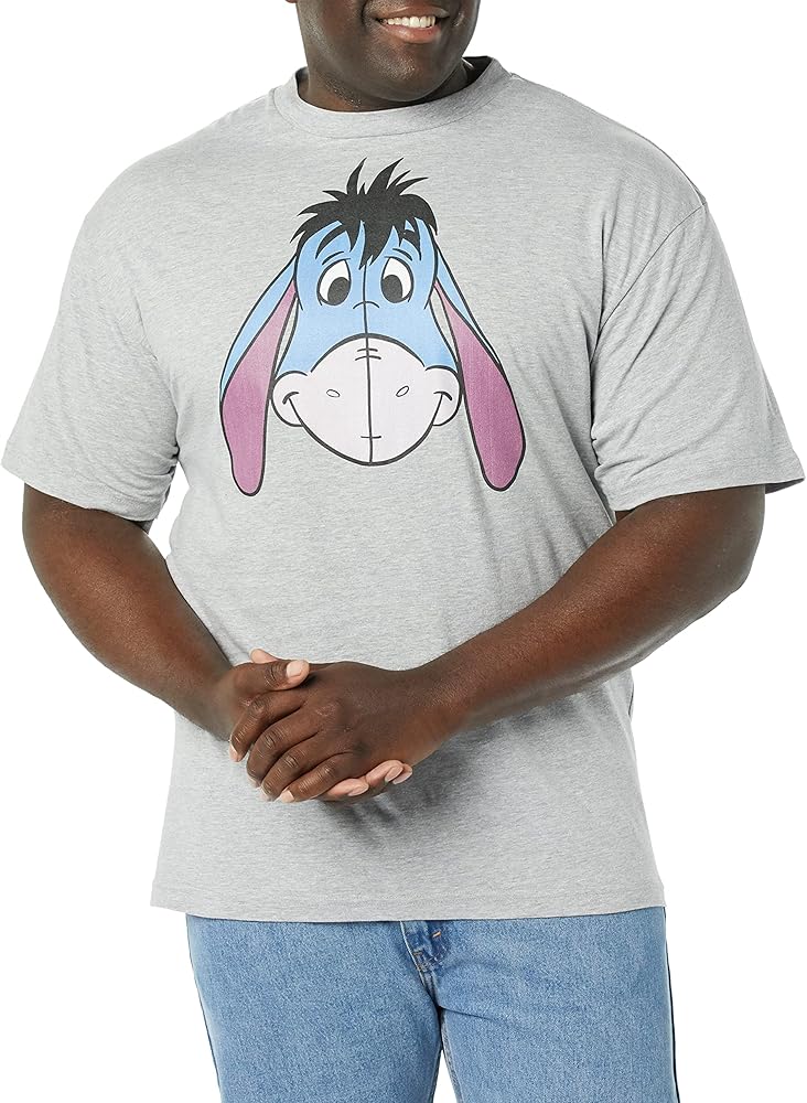 Disney Tall Winnie The Pooh Eyore Big Face Men's Tops Short Sleeve Tee Shirt