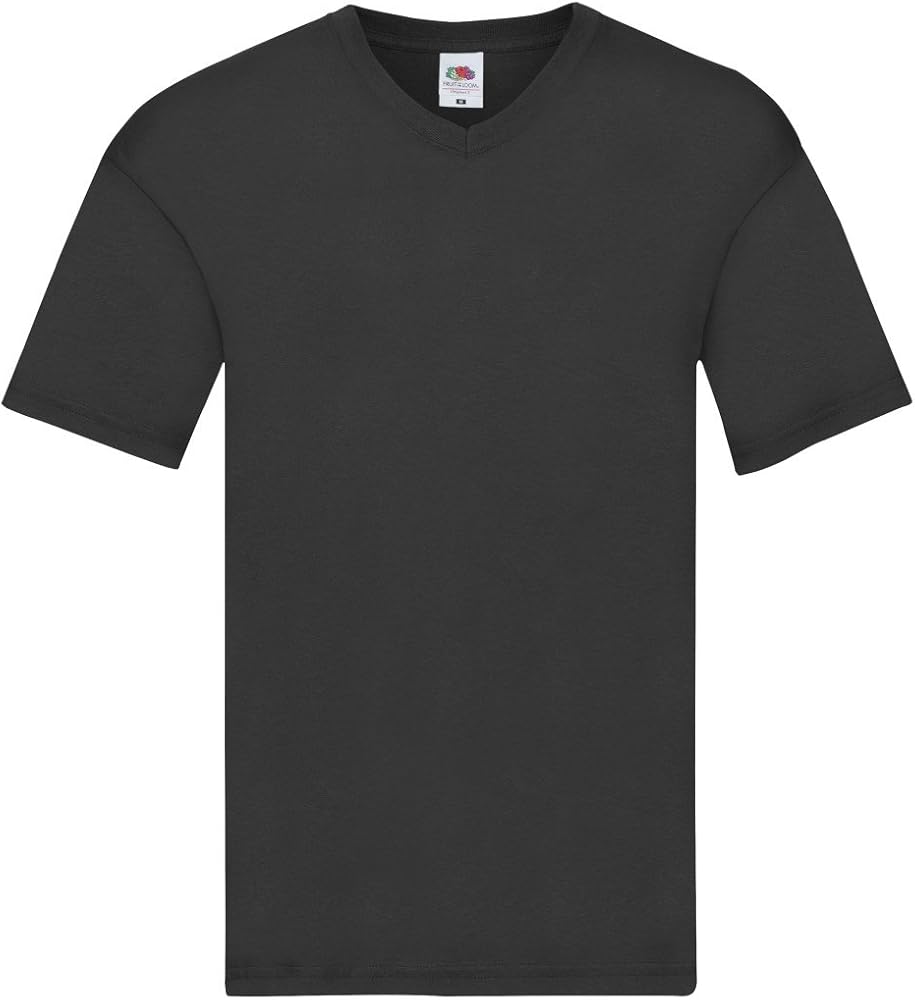 Fruit of the Loom 61436 Men's Original V-Neck T-Shirt 3 Pack - BLACK - XL