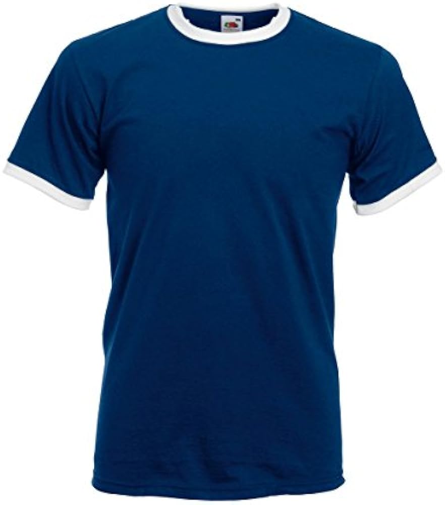 Fruit of the Loom Men's Ringer T Shirt Medium Navy/White