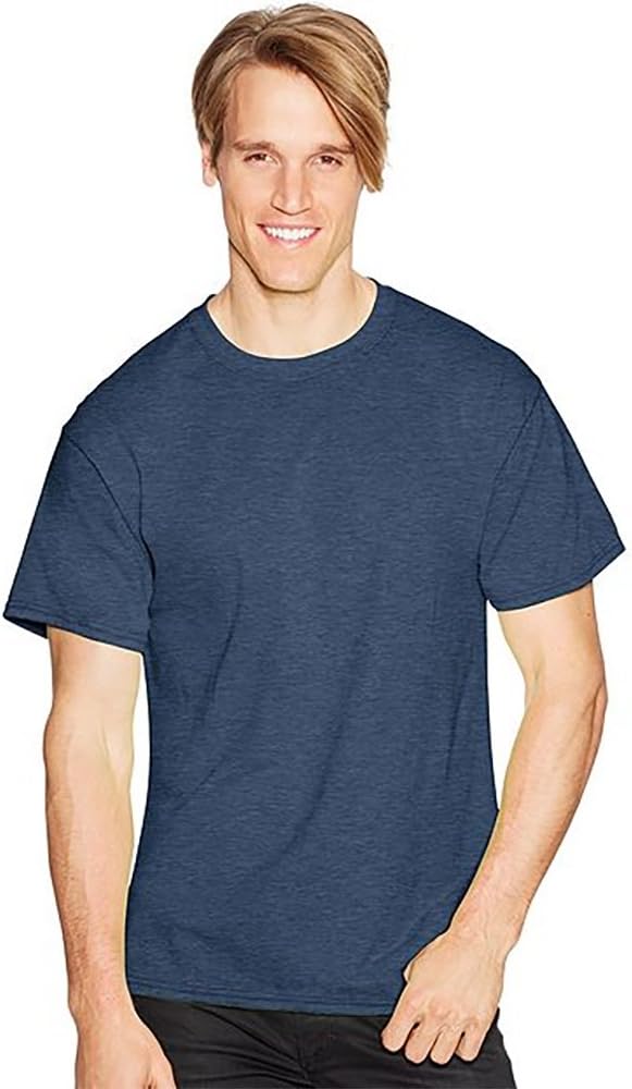 Hanes by ComfortBlend EcoSmart Crewneck Men's T-Shirt, Heather Navy, L