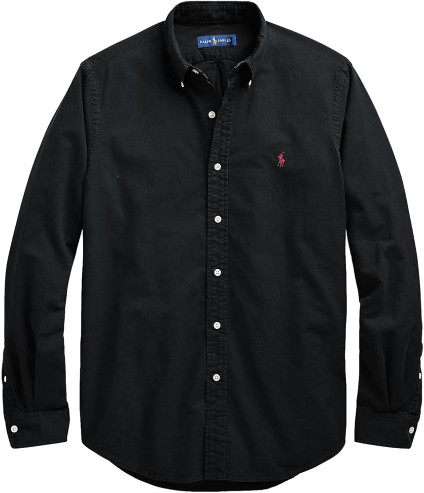 Polo Ralph Lauren Men's Long Sleeve Oxford Button Down Shirt (L, NewBlack), Large