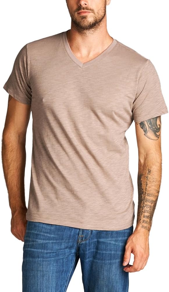 ToBeInStyle Men's Short Sleeve Crew or V-Neck Marled Classic Lightweight T-Shirt