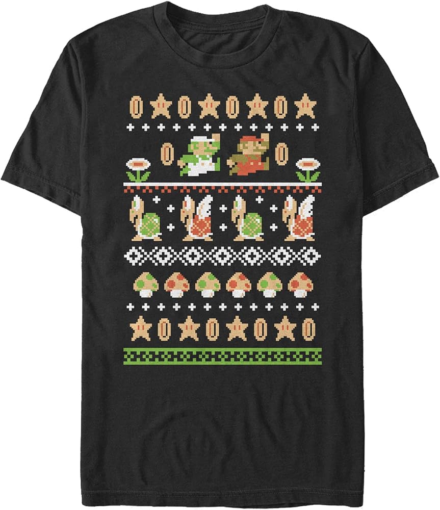 Nintendo Men's Super Mario Nordic Pattern T-Shirt