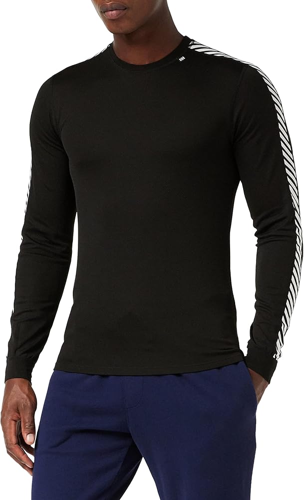 Helly Hansen Men's LIFA Stripe Performance Long Sleeve Crewneck Thermal Baselayer Top, 998 Black, Small