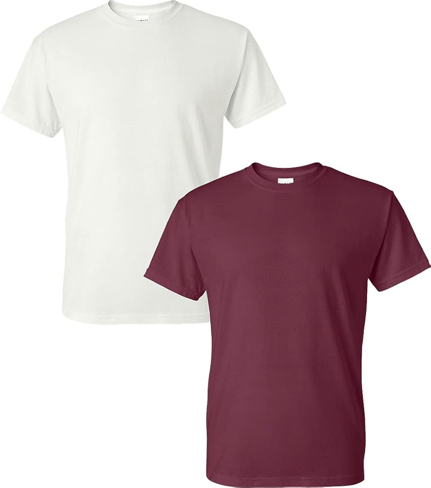 Gildan Men's DryBlend T-Shirt 2 Pack White/Maroon