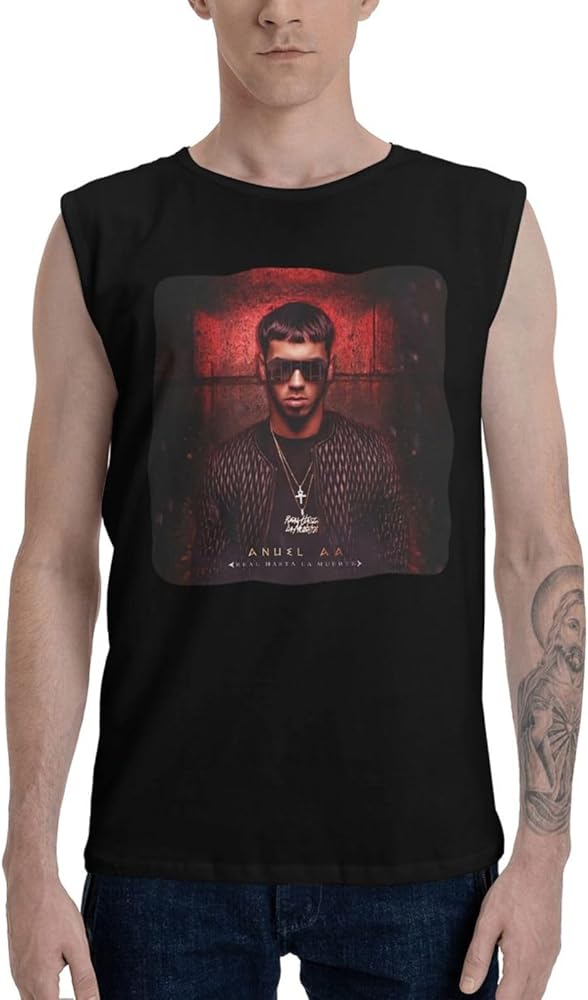 Anuel Rapper AA Singer Tank Tops Men's Casual Cotton Vest Summer Round Neck Sleeveless Shirts