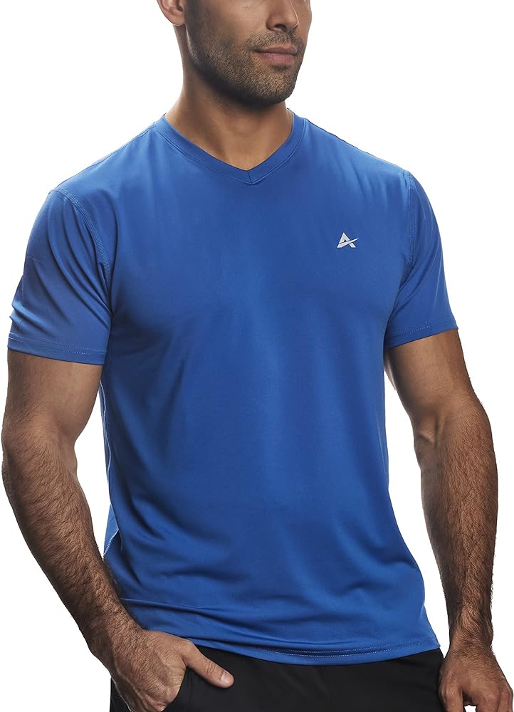 Arctic Cool Men’s V-Neck Instant Cooling Moisture Wicking Performance UPF 50+ Short Sleeve Workout Shirt