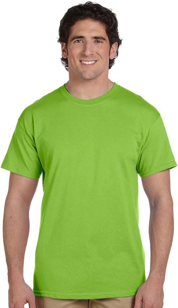 Hanes Mens ComfortBlend EcoSmart 50/50 Cotton/Poly T-Shirt, Large, Lime