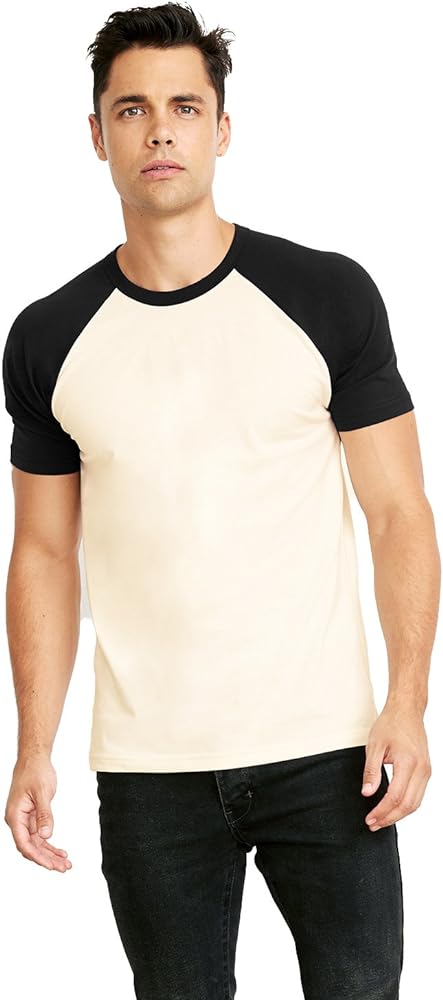 Next Level Unisex Raglan Short-Sleeve T-Shirt L NATURAL/ BLACK