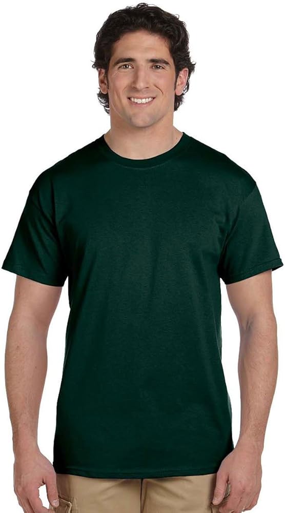 Hanes Mens ComfortBlend EcoSmart 50/50 Cotton/Poly T-Shirt, 2XL, Deep Forest