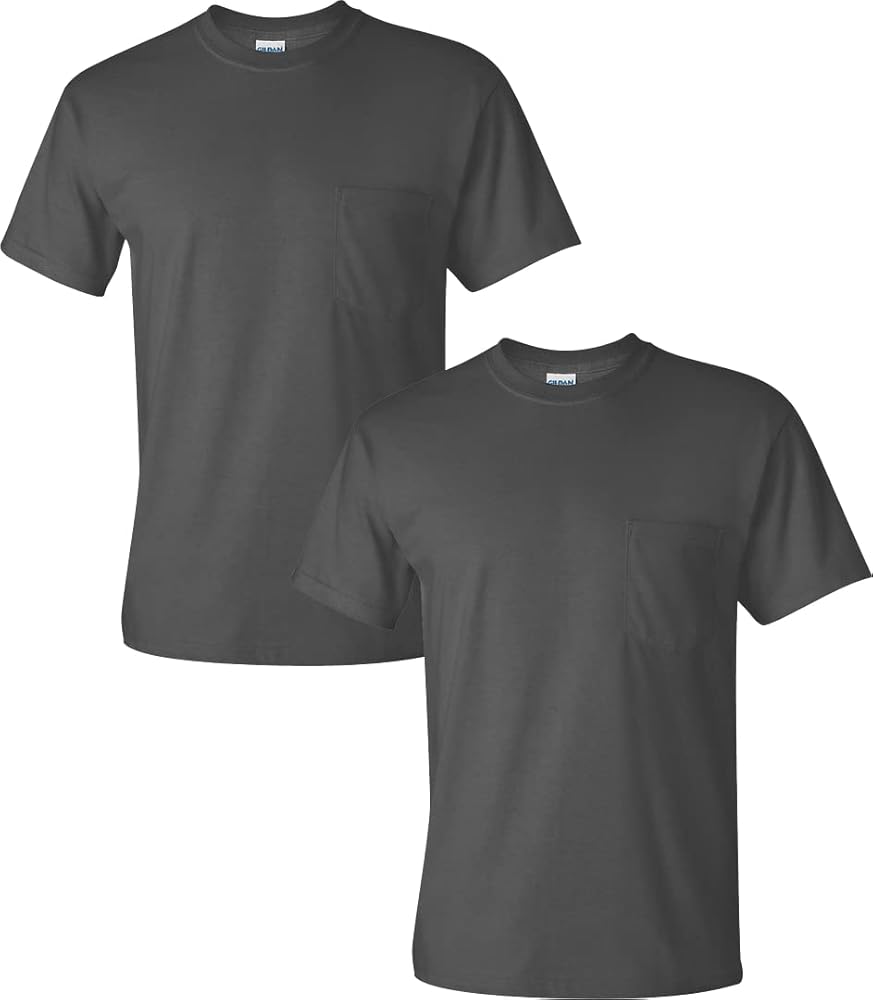 Gildan Men's Ultra Cotton Adult T/Shirt with Pocket, 2/Pack XL/Charcoal