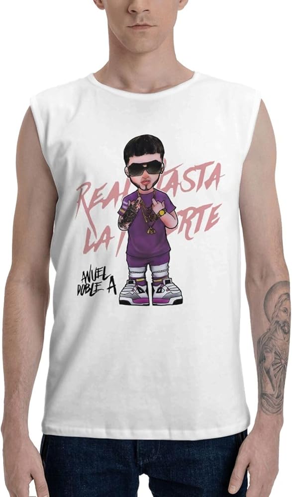 Anuel Rapper AA Singer Real Hasta la Muerte Tank Tops Man's Casual Cotton Vest Summer O-Neck Sleeveless T-Shirts