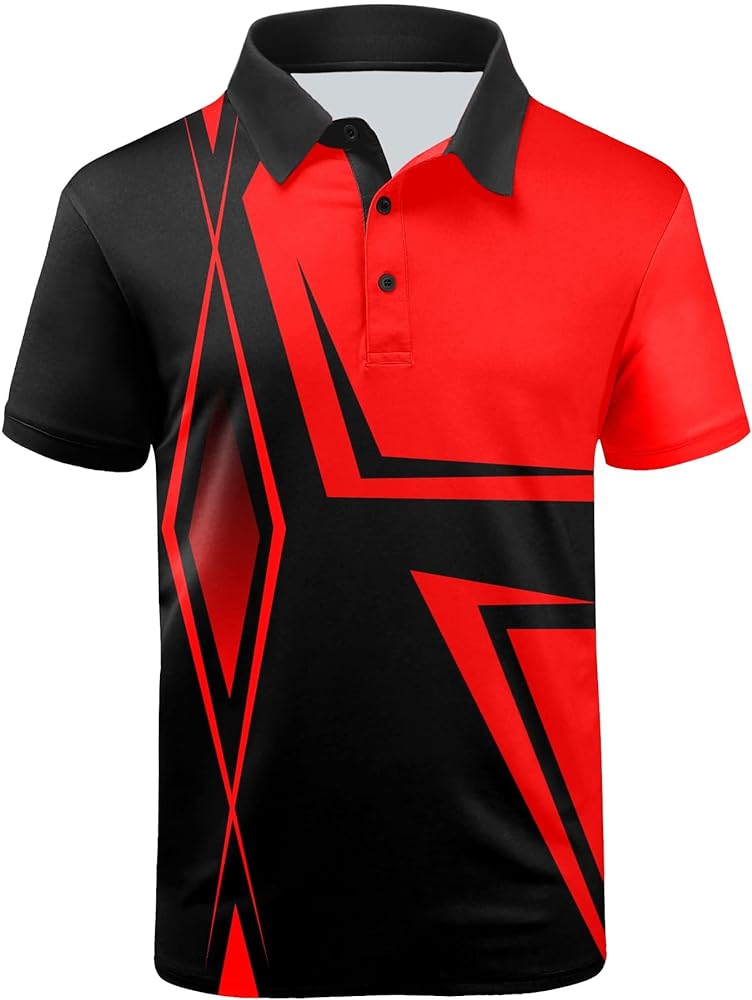 SCODI Mens Golf Shirt Moisture Wicking Performance Sport Short Sleeve Print Golf Polo Shirts for Men