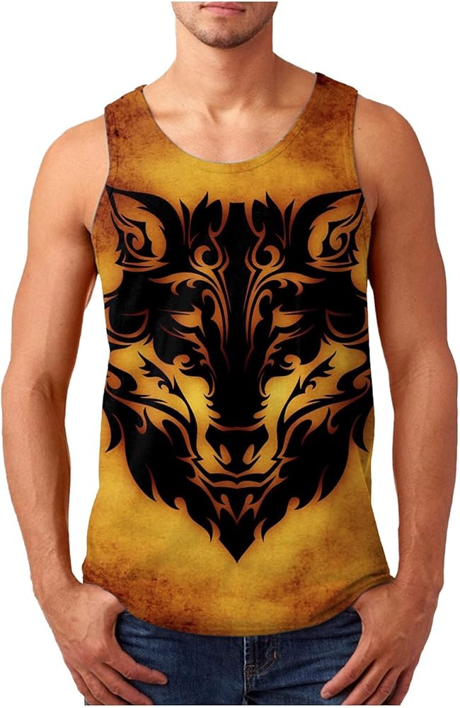 WENKOMG1 Mens Graphic Tank Top Basic Athletic Sport Tee Sleeveless Round Neck Tee Shirt