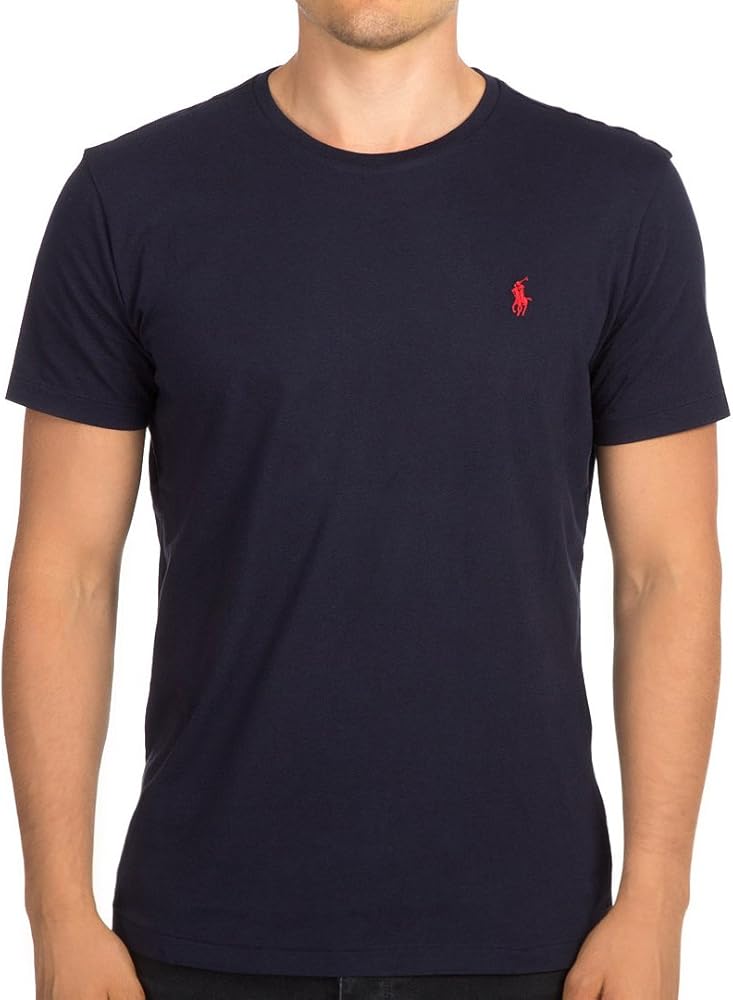 Polo Ralph Lauren Men's Crew Neck T-Shirt (Small), Blue Ink / Red Pony