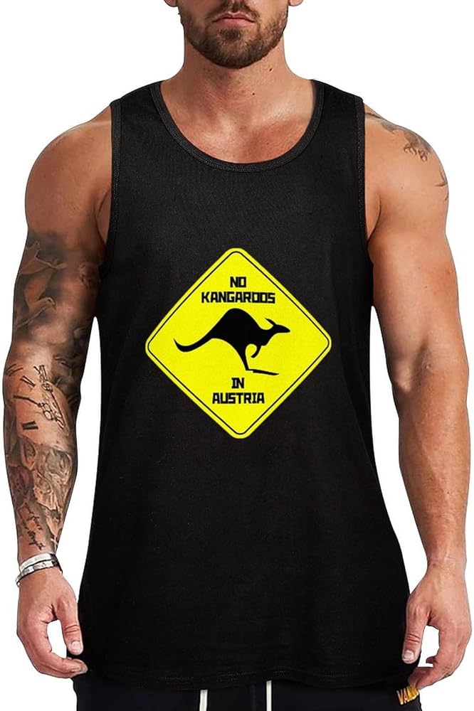 Kangaroo Crossing Breathable Men's Tank Top Soft Muscle Vest T-Shirts Quick Dry Sleeveless Fitness Tee