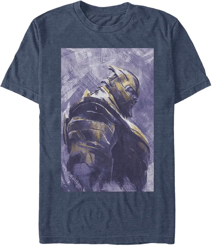 Marvel Big & Tall Thanos Painted Men's Tops Short Sleeve Tee Shirt, Navy Blue Heather, 4X-Large