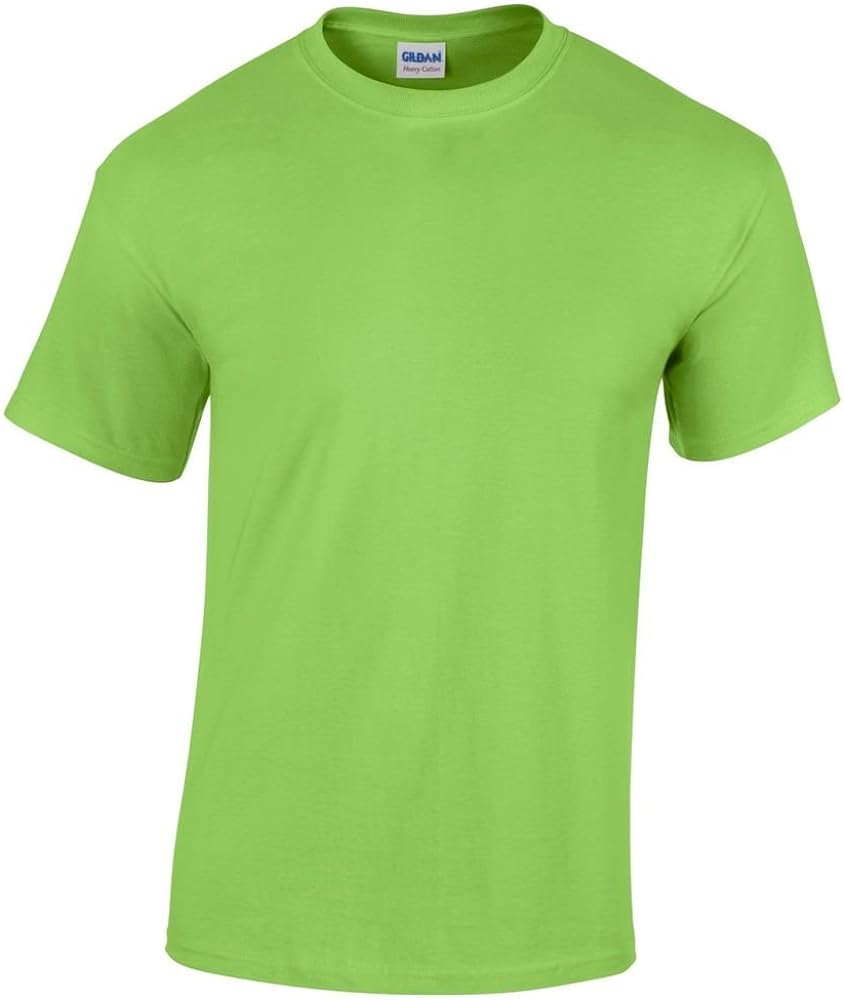 Gildan Men's Heavy Taped Neck Comfort Jersey T-Shirt, Lime, Medium