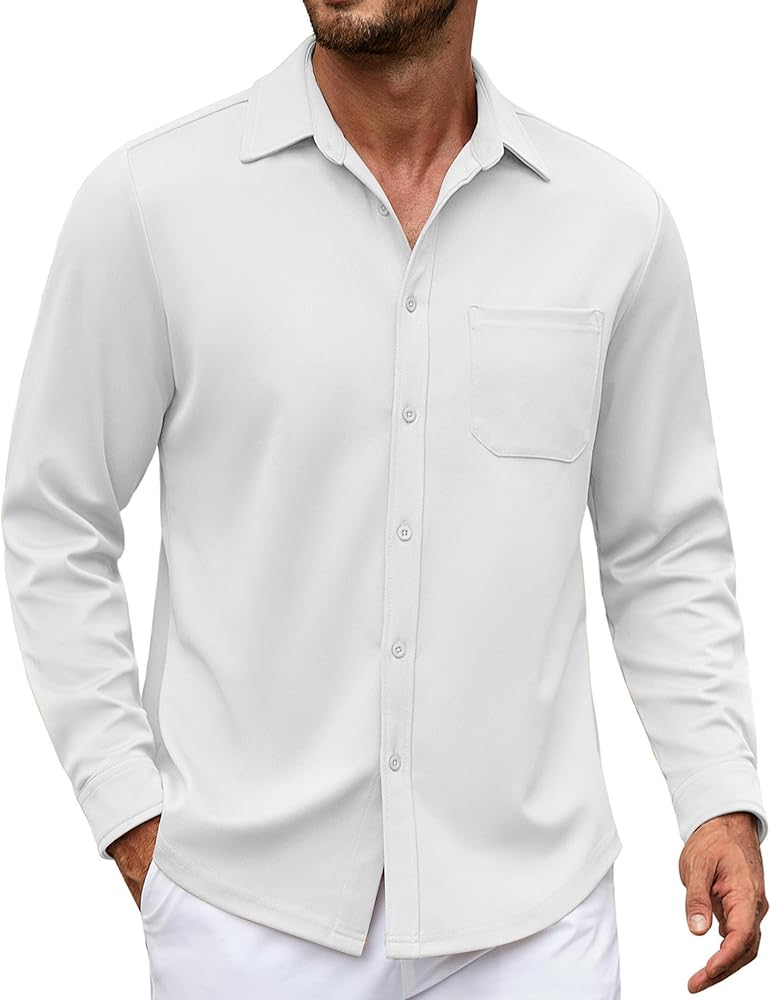 COOFANDY Mens Long Sleeve Casual Button Down Shirt Wrinkle Free Untucked Dress Shirts