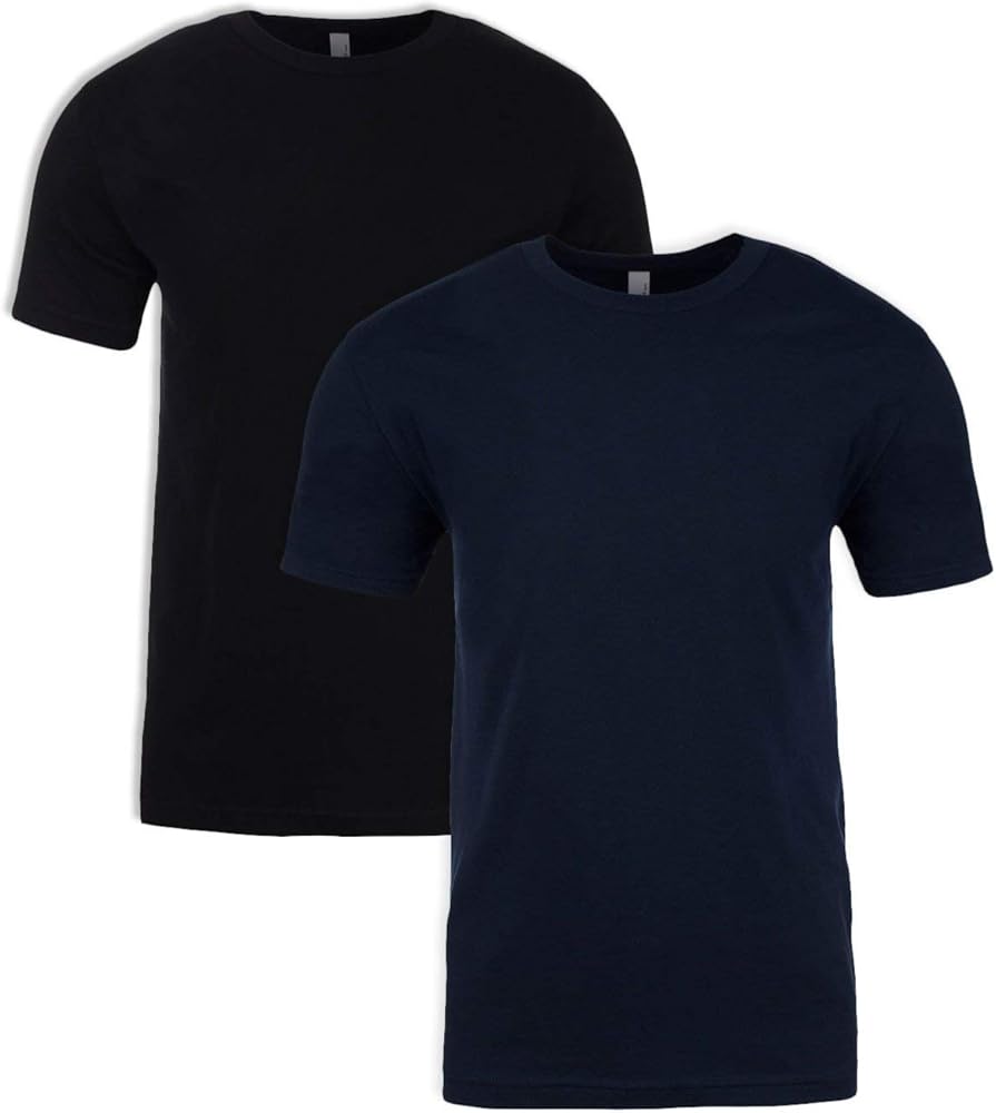 Next Level Mens Premium Fitted Short-Sleeve Crew T-Shirt - Black + Navy (2 Pack) - X-Small