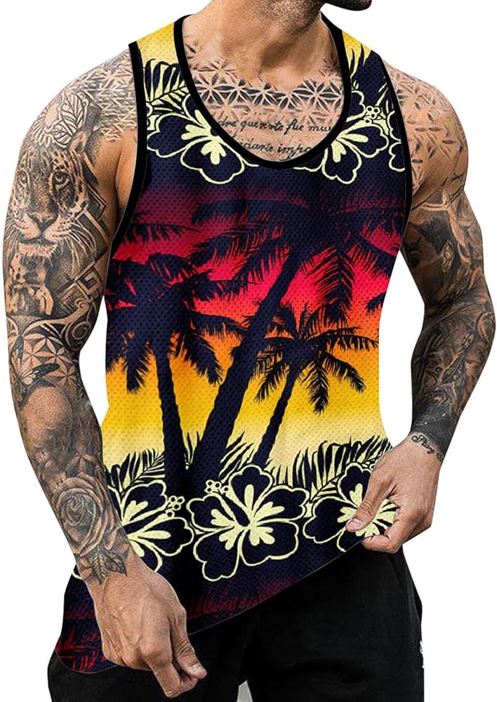 Cut Open Gym Training Bodybuilding Vest Shirts Neck Printed Tank Tops Blouse Shirts Sleeveless Bodybuilding Shirts