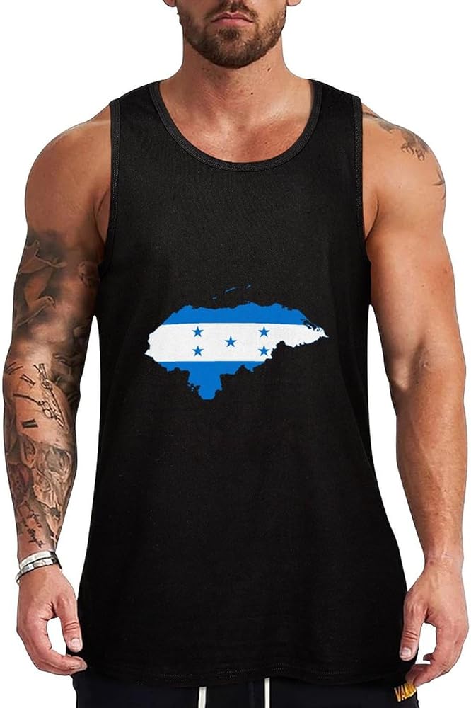 Honduras Flag Map Breathable Men's Tank Top Soft Muscle Vest T-Shirts Quick Dry Sleeveless Fitness Tee