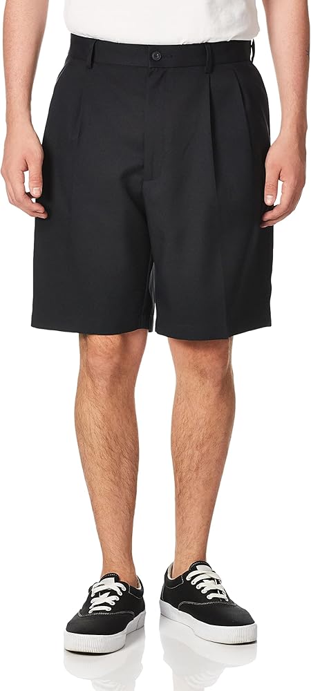 PGA TOUR Men's Double Pleat Golf Short with Active Waistband, 9" Inseam