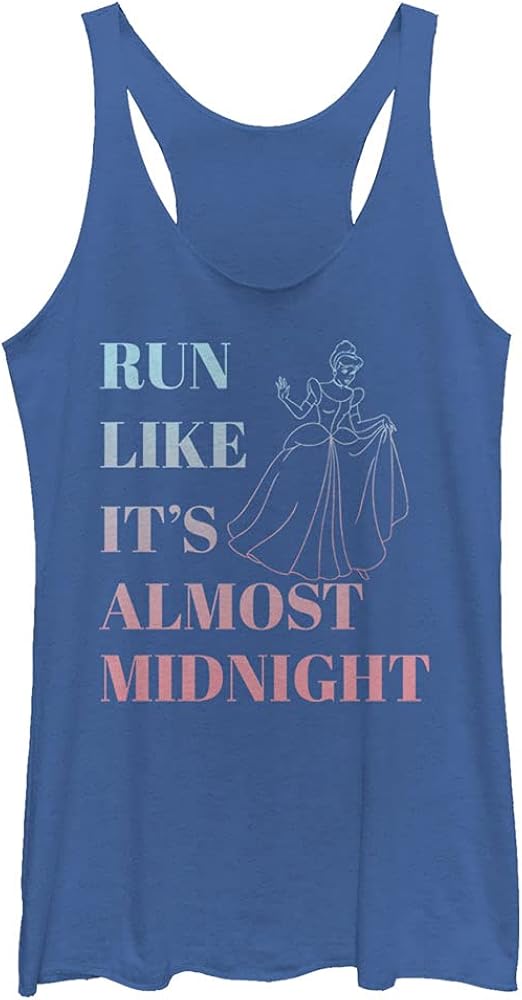 Disney Women's Princess Run Like It's Almost Midnight Tri-Blend Racerback Layering Tank