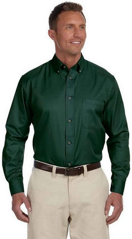 Men's Easy Blend Long-Sleeve Twill Shirt with Stain-Release