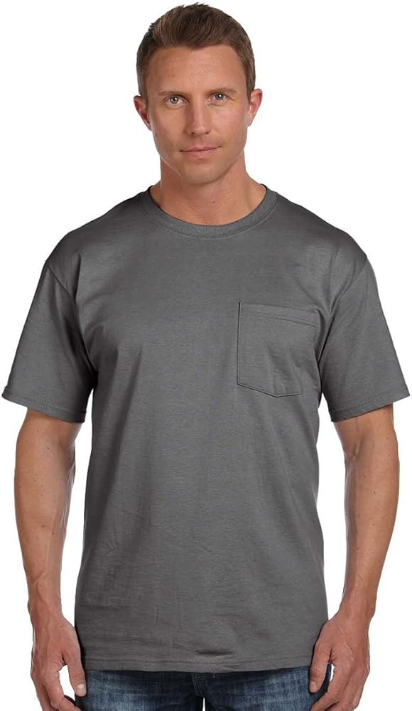 Fruit of the Loom 100% Heavy Cotton HD Pocket T-Shirt, 2XL, CHARCOAL GREY