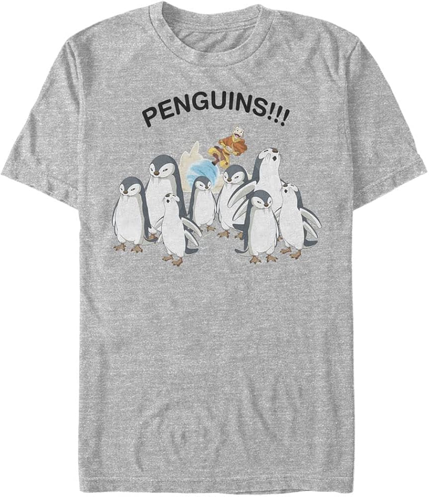 Nickelodeon Big & Tall Avatar: The Last Airbender Aang and Penguins Men's Tops Short Sleeve Tee Shirt