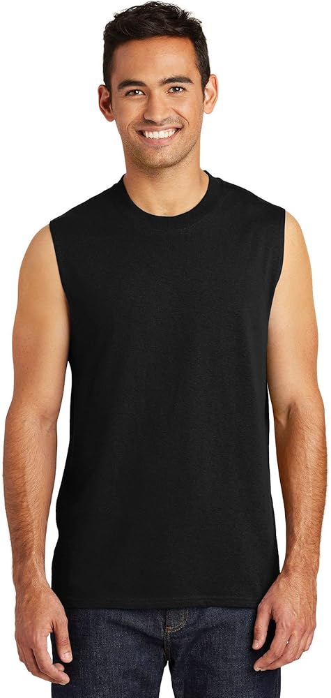 Port & Company Men's Core Cotton Sleeveless Tee, Jet Black, XX-Large