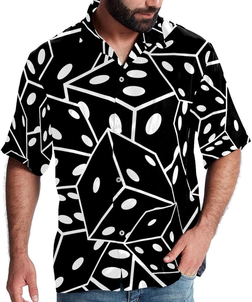 Seamless Dices Men Casual Button Down Shirts Short Sleeve