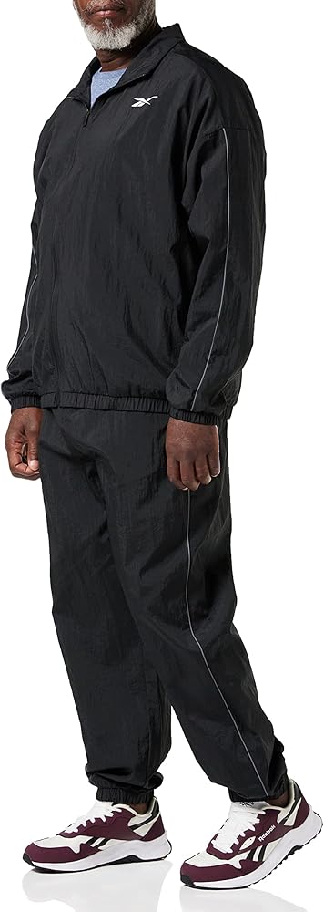 Reebok Men's Workout Ready Tracksuit Set 100% Nylon Plain Weave Waterproof (as1, alpha, m, regular, regular, Black)