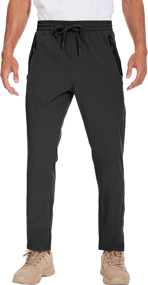 Joggers for Men Lightweight Breathable Mens Athletic Pants with Zipper Pockets for Fishing Golf Casual