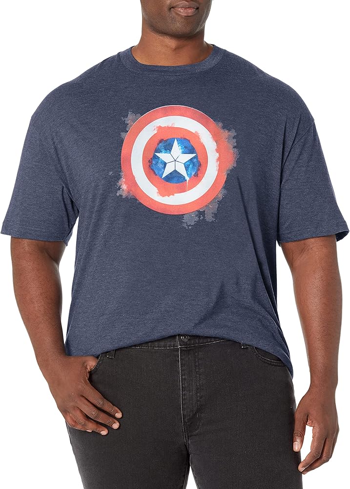 Marvel Big & Tall Captain America Spray Logo Men's Tops Short Sleeve Tee Shirt