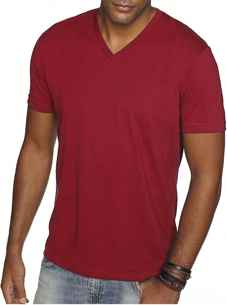 Next Level Men's Premium Sueded Soft V-Neck T-Shirt, Cardinal, XX-Large