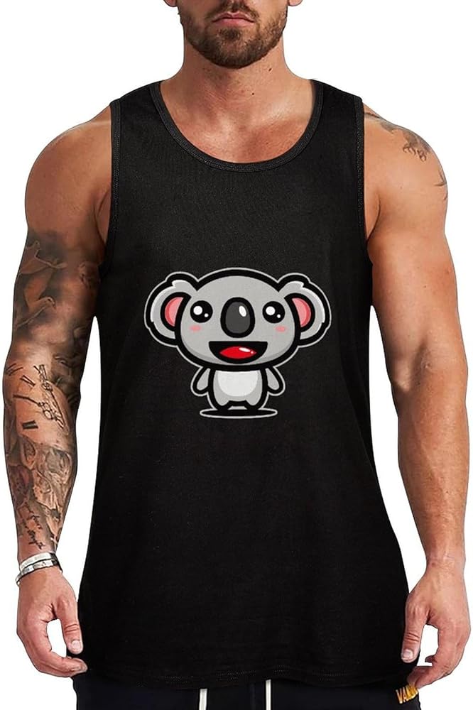 Cute Koala Bear Breathable Men's Tank Top Soft Muscle Vest T-Shirts Quick Dry Sleeveless Fitness Tee